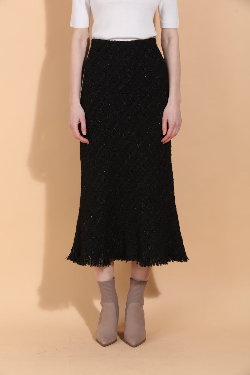 Tweed Trumpet Skirt with Raw Hem – Jessie Liu Collection