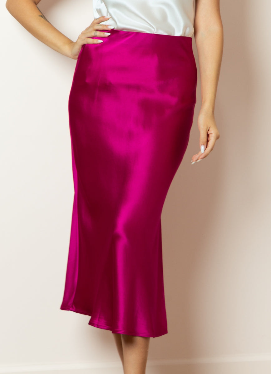 【I AM MARI】Liperon Satin Flared Banding Skirt I AM MARI (アイアムマリ) - リペロンサテンフレアバンディング