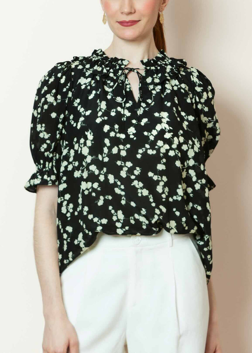Parker Silk Blouse With Ruffle Neckline – Jessie Liu Collection