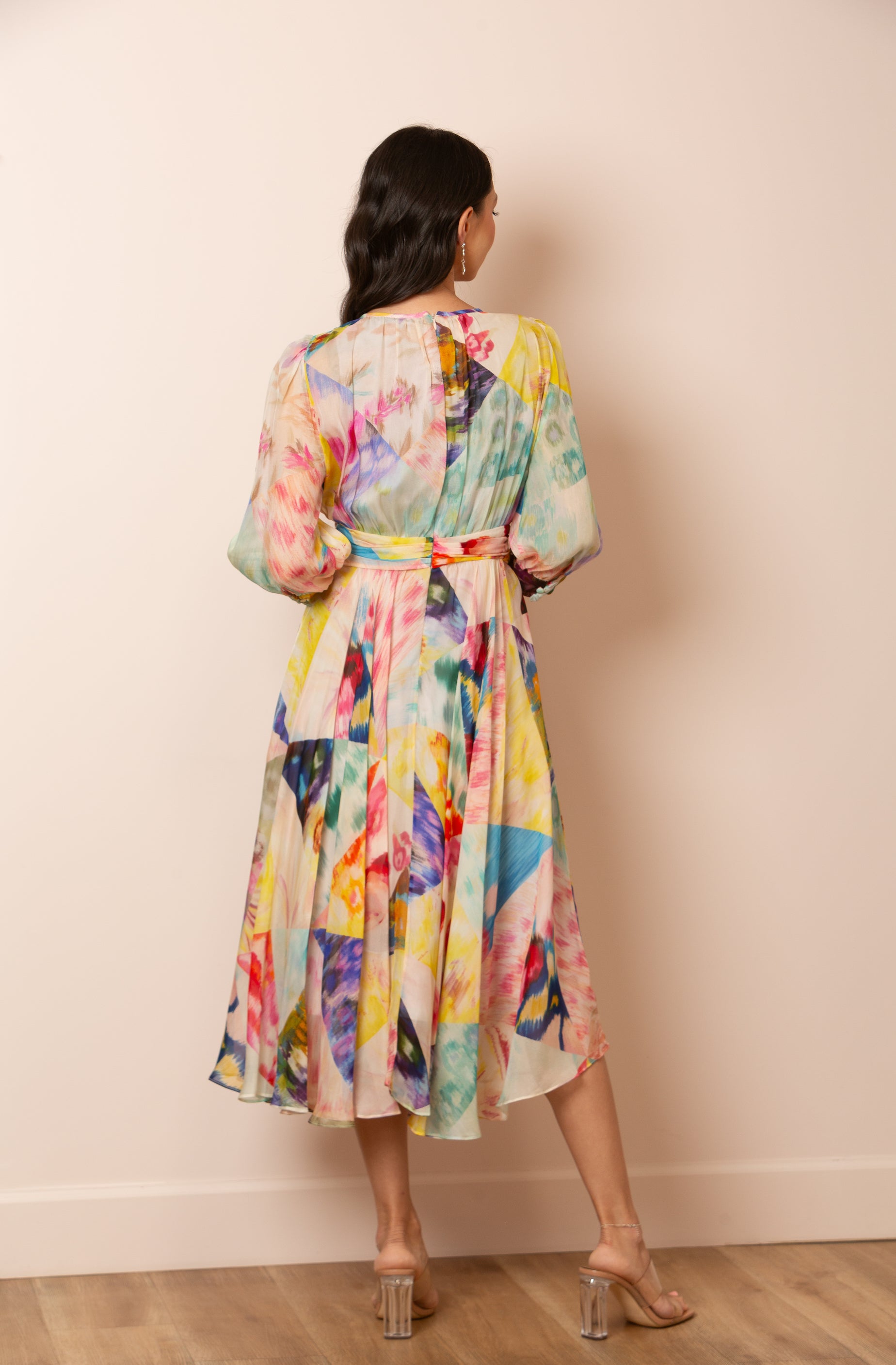 Nora Print Silk Midi Length Dress
