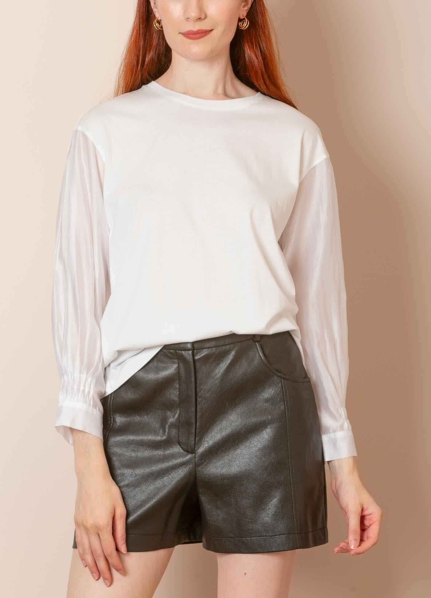 Madelyn Cotton Top with Contrast Sleeves
