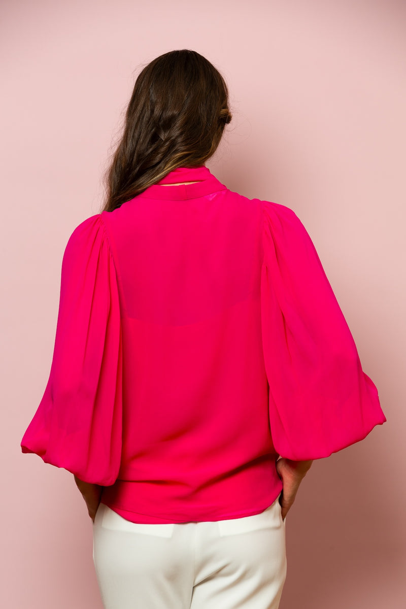 BUTTON DOWN BLOUSE WITH NECK TIE GENTLE MOON