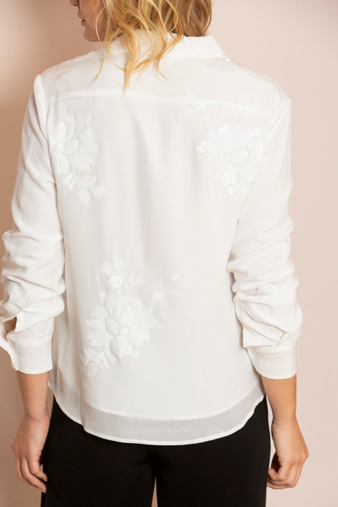 Gemma Sequin Embroidered Silk Shirt