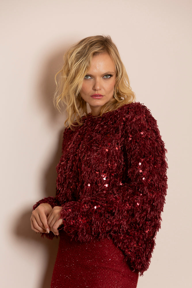 Maisie Feather Texture Blouse with Sequin Details