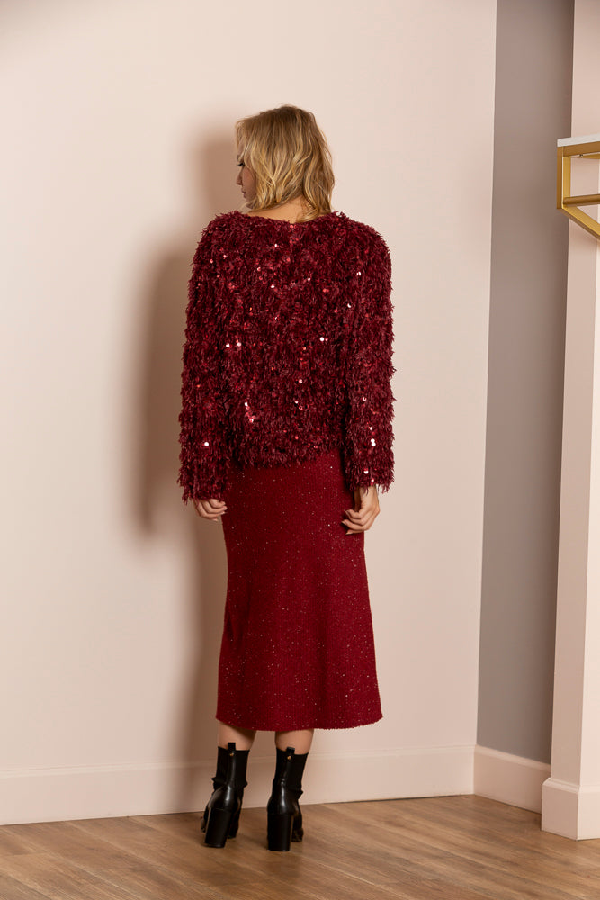 Maisie Feather Texture Blouse with Sequin Details