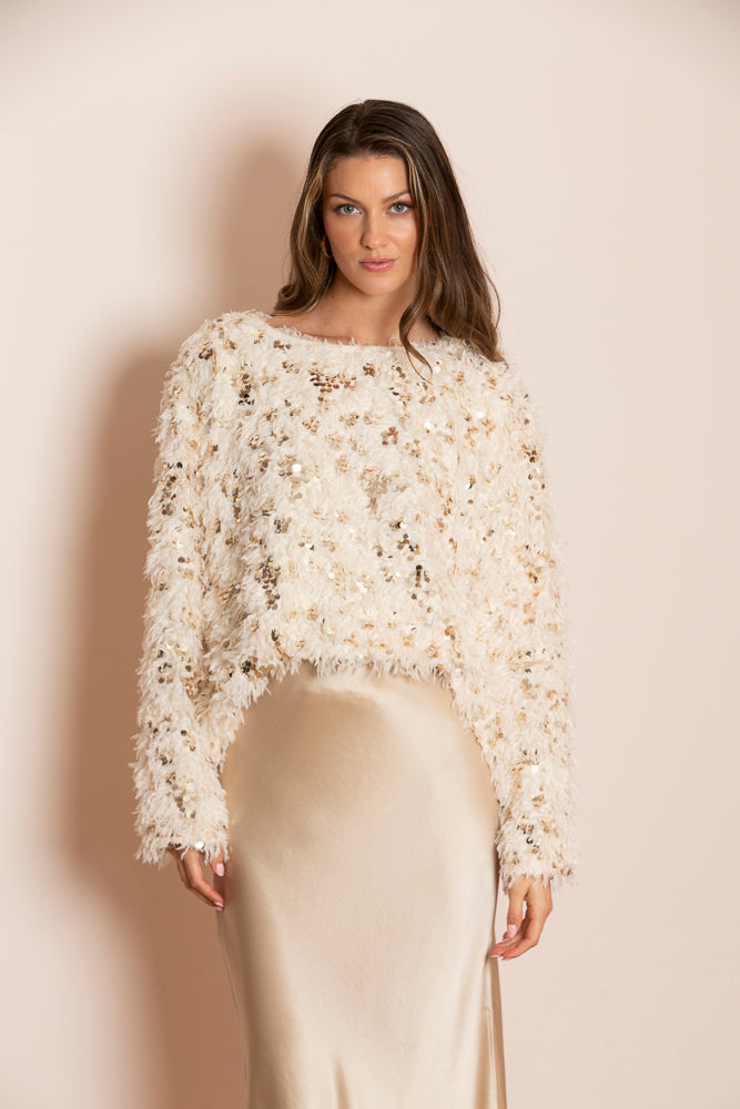 Maisie Feather Texture Blouse with Sequin Details