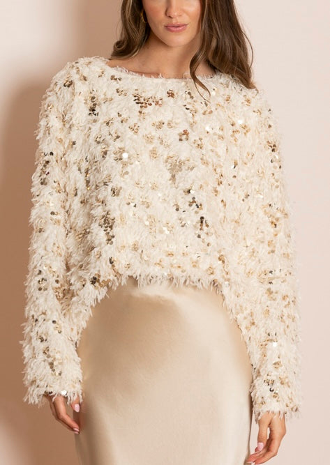 Maisie Feather Texture Blouse with Sequin Details