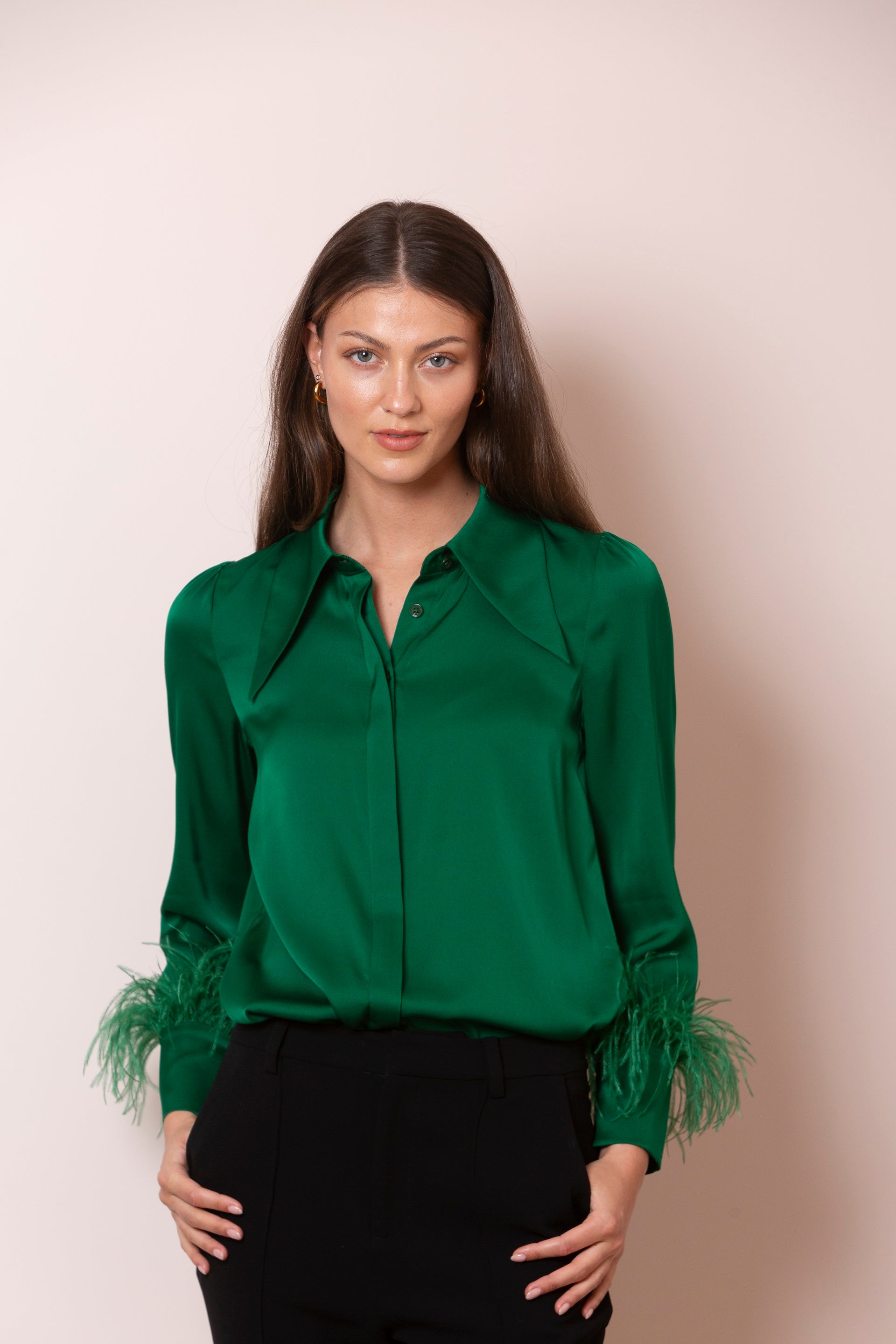 Silk Blouse with Feathers