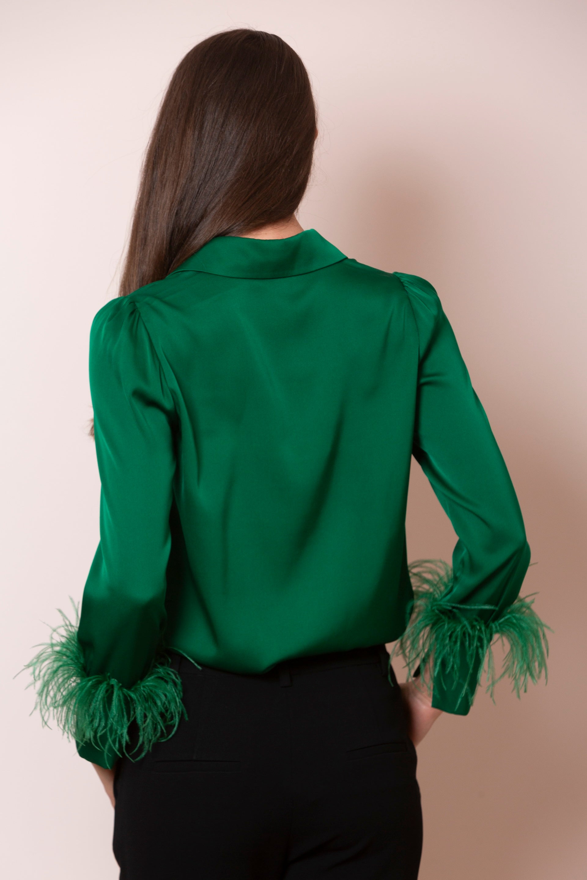 Silk Blouse with Feathers