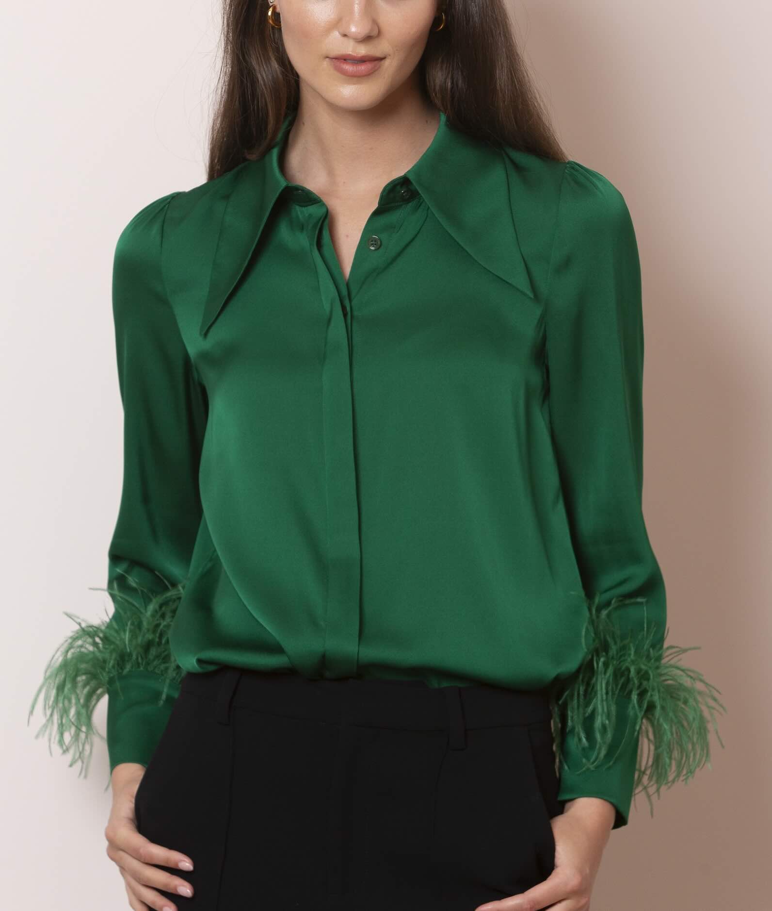 Silk Blouse with Feathers