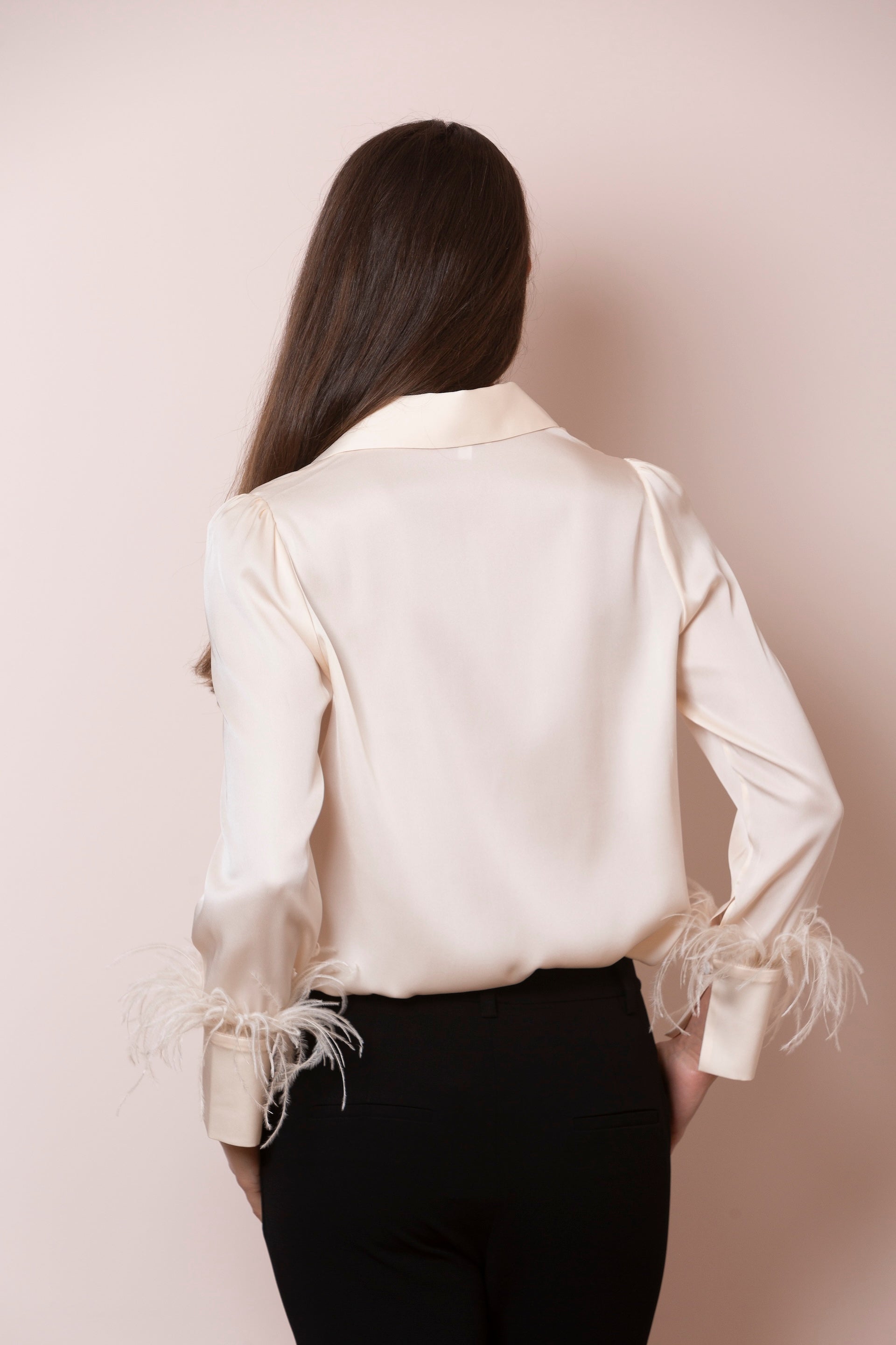 Silk Blouse with Feathers