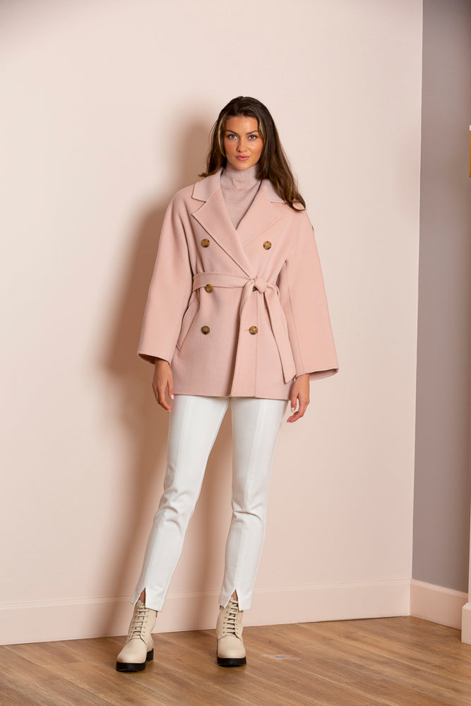 Alina Cashmere and Mulberry Silk Blended Double Breast Short Coat