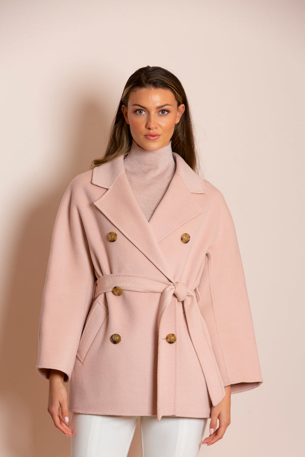 Alina Cashmere and Mulberry Silk Blended Double Breast Short Coat