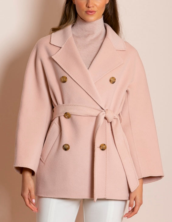 Alina Cashmere and Mulberry Silk Blended Double Breast Short Coat