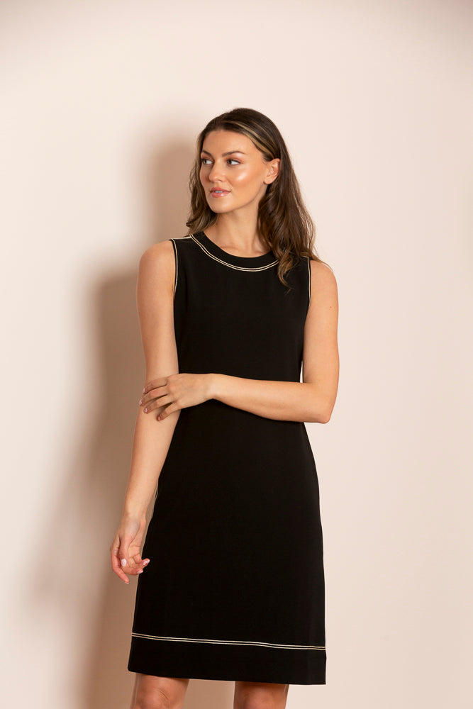 Margot Sleeveless Dress with Contrast Top Stitches