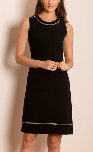 Margot Sleeveless Dress with Contrast Top Stitches