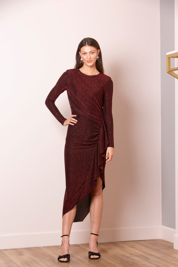 Elsie Lurex Asymmetrical Hem Dress