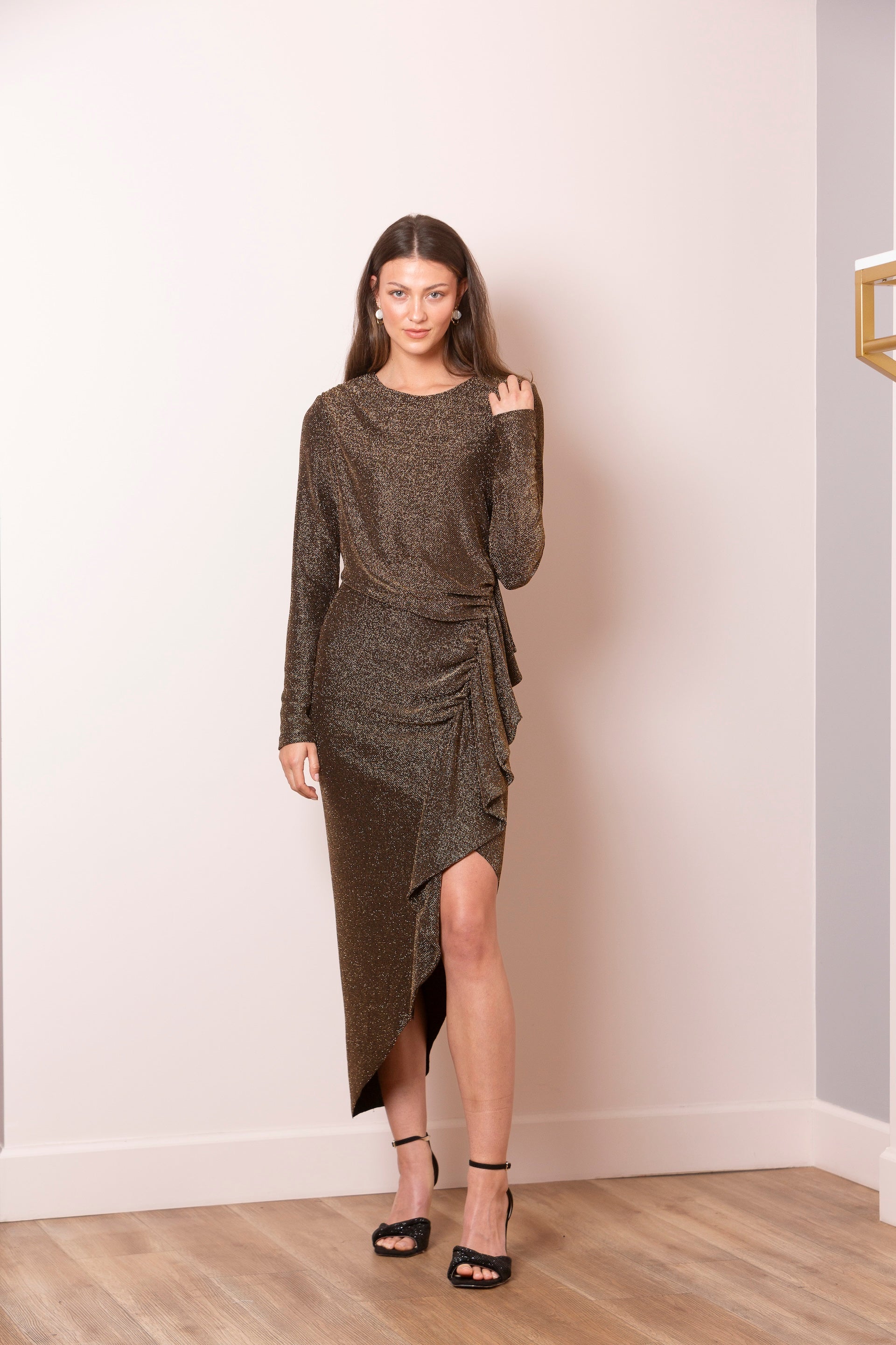 Elsie Lurex Asymmetrical Hem Dress