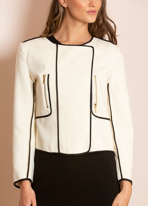 Freya Short Jacket with Contrast Binding Details