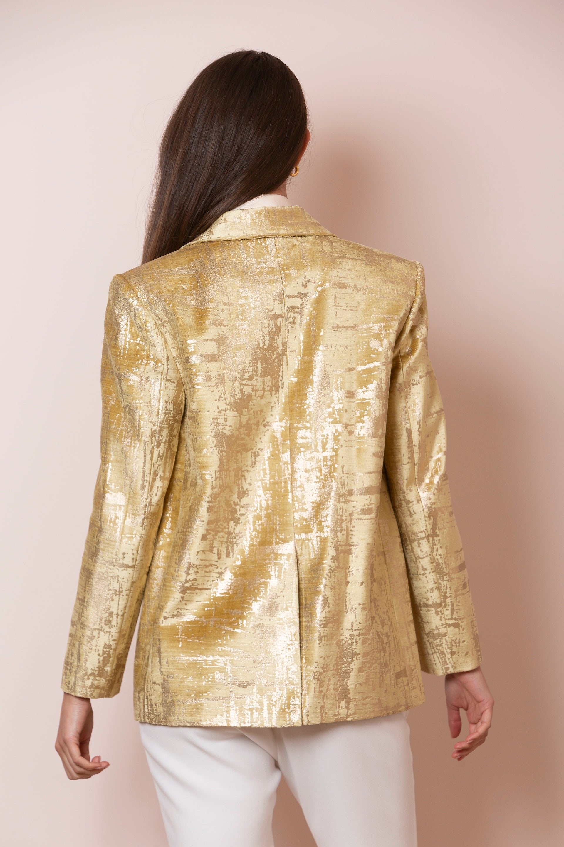 Luna Distressed Finish Metallic Blazer