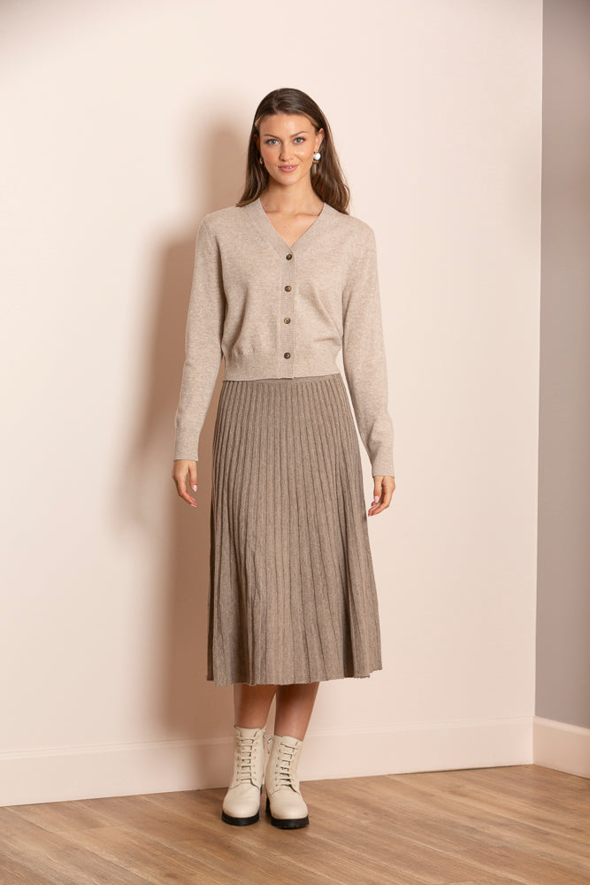 Catherine Merino Wool Pleated Knit Skirt