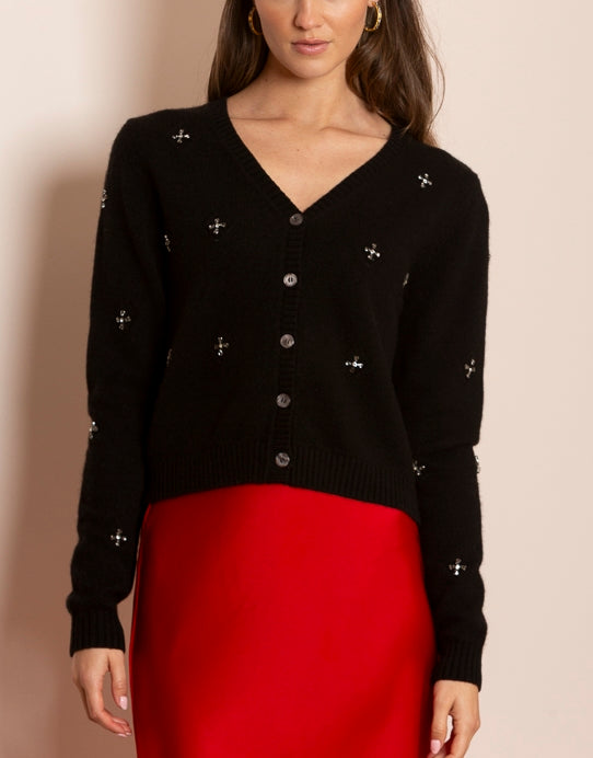 Noelle Cashmere Blended Cardigan with Crystal Embellishment