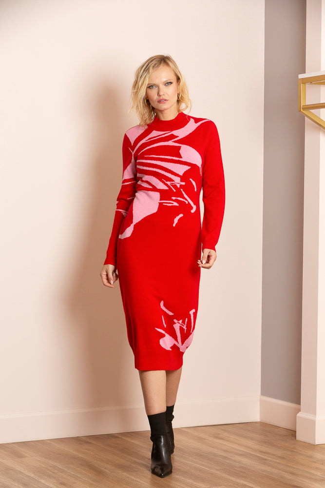 intarsia knit dress 70s Intarsia Knit Dress