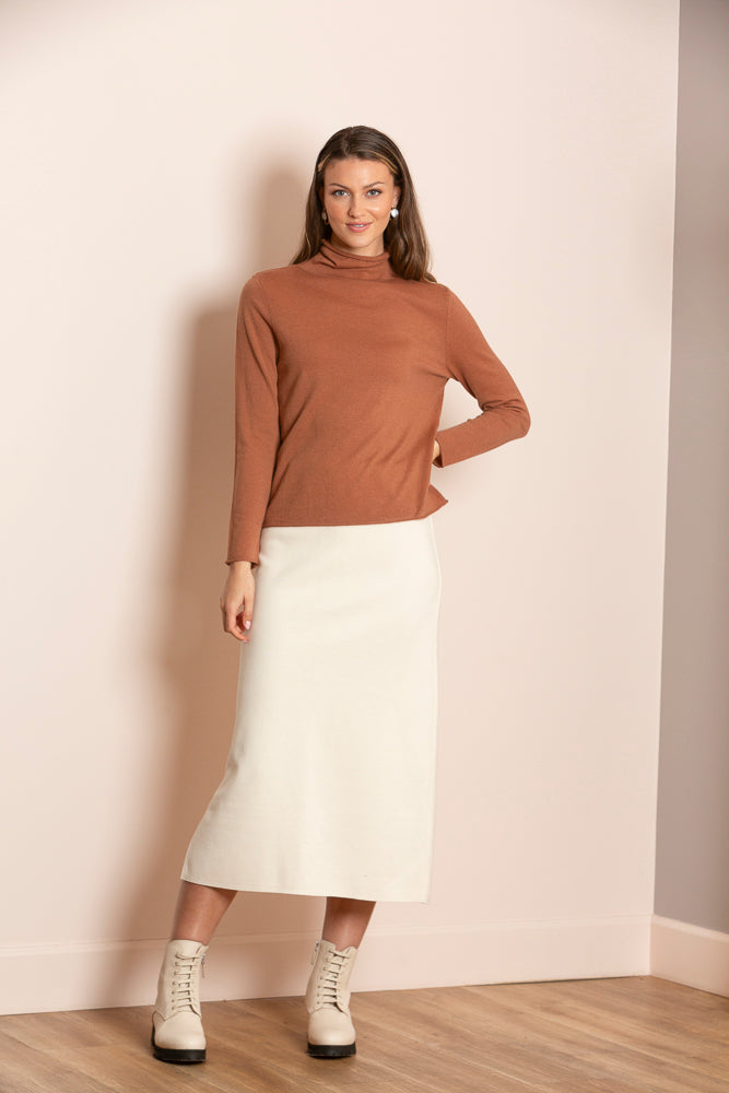 Melissa Wool Blended Ponte Midi Skirt