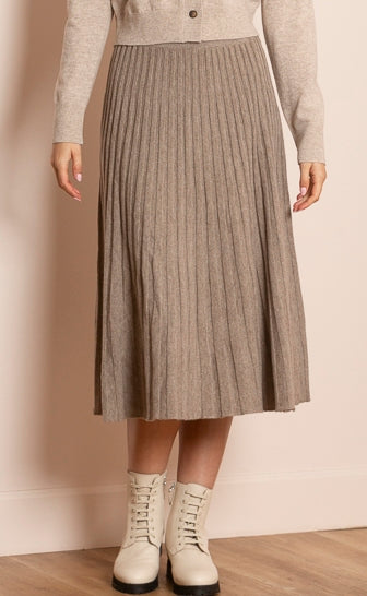 Catherine Merino Wool Pleated Knit Skirt