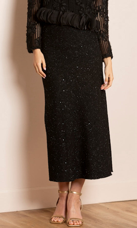 Michelle Wool Blended Lurex Trumpet Skirt