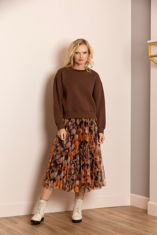 Selah Printed Tulle Pleats Skirt