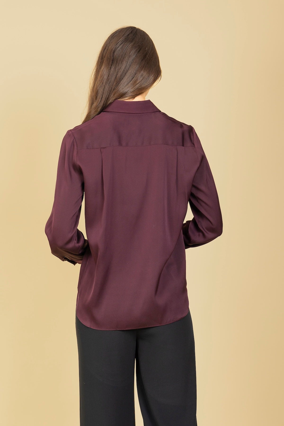 Button Down Silk Shirt with Pocket