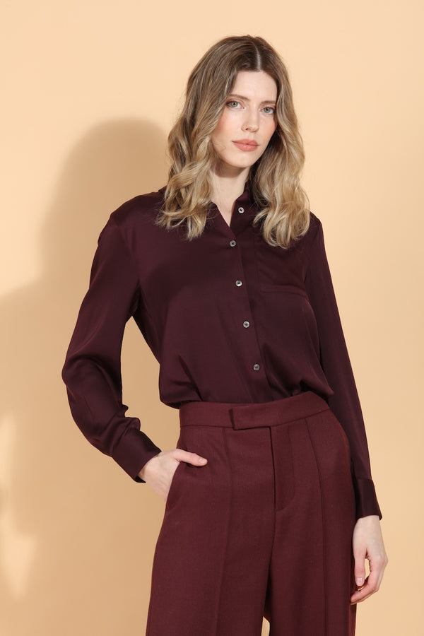 Button Down Silk Shirt with Pocket