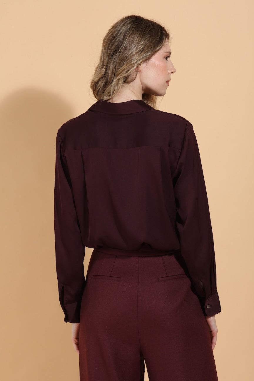 Button Down Silk Shirt with Pocket