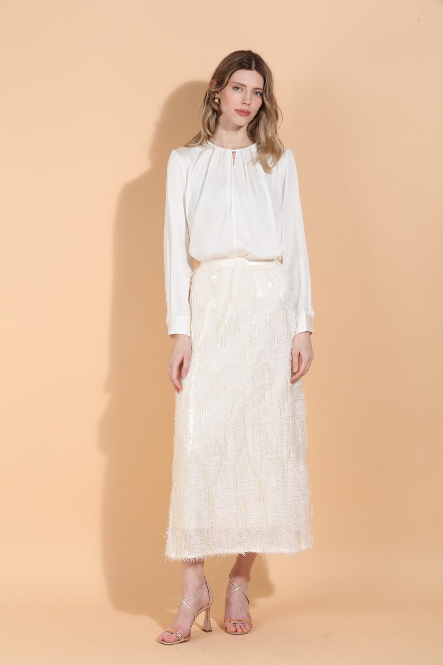 Draped Neck Silk Blouse