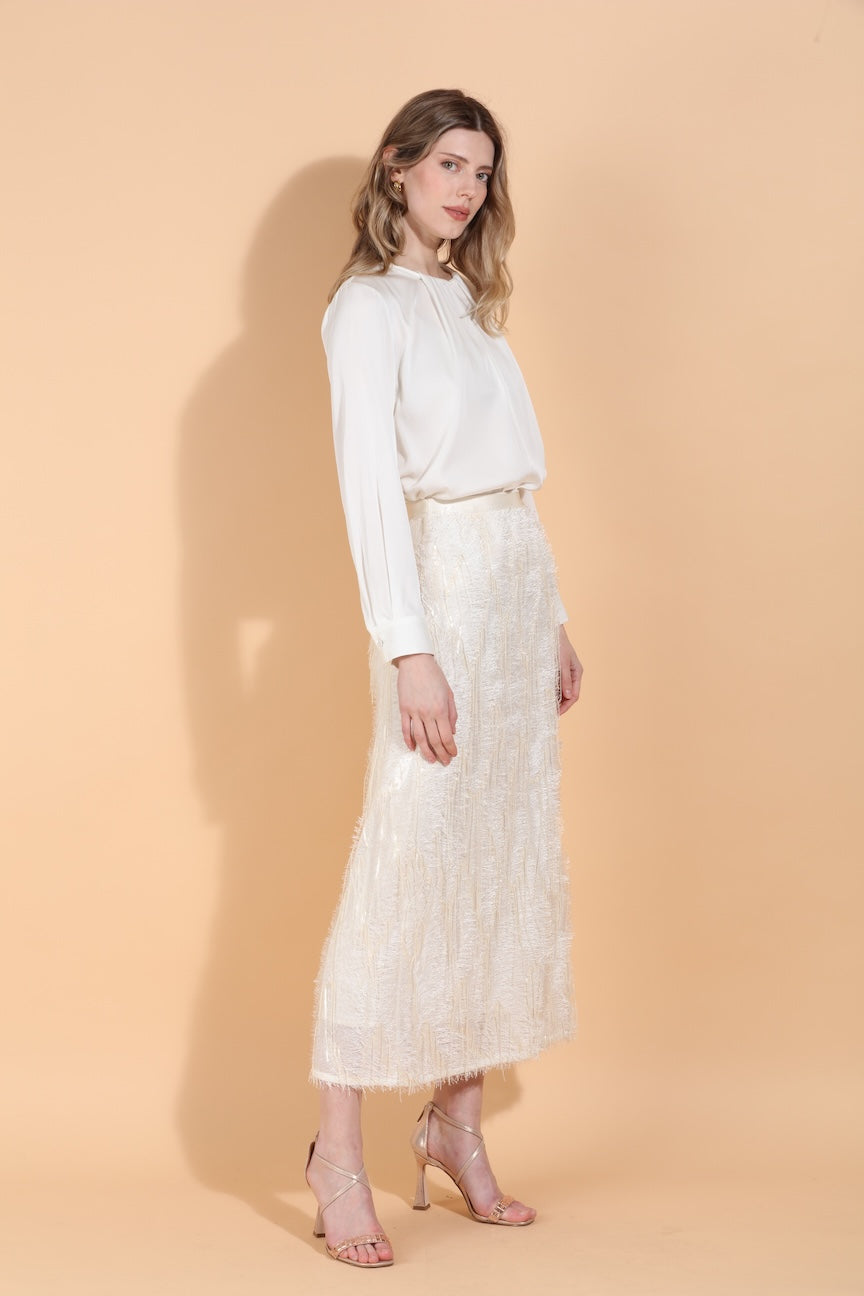 Draped Neck Silk Blouse