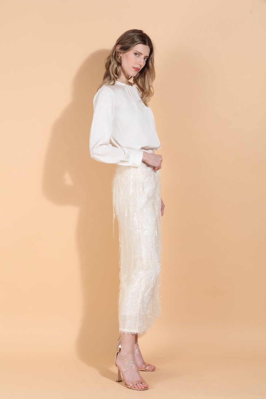 Draped Neck Silk Blouse