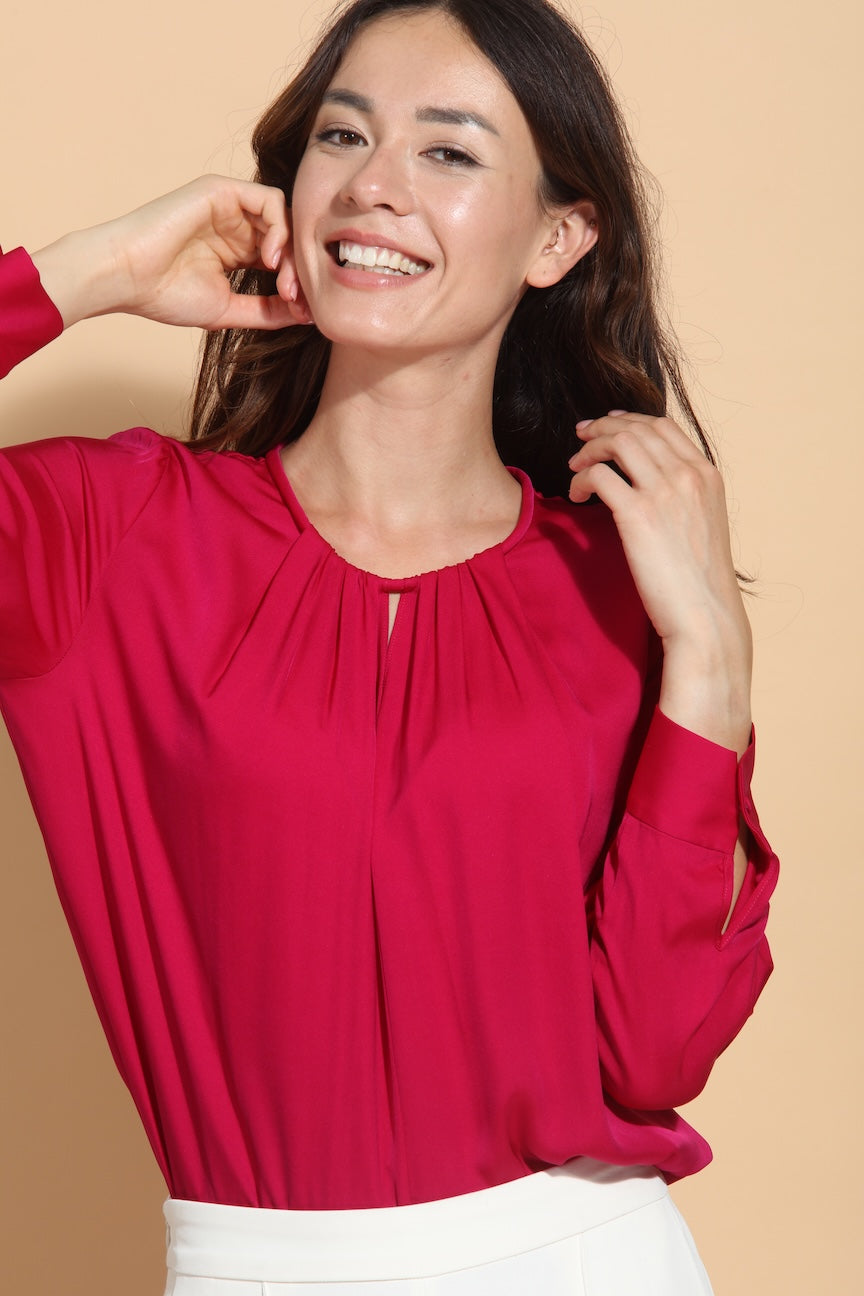 Draped Neck Silk Blouse