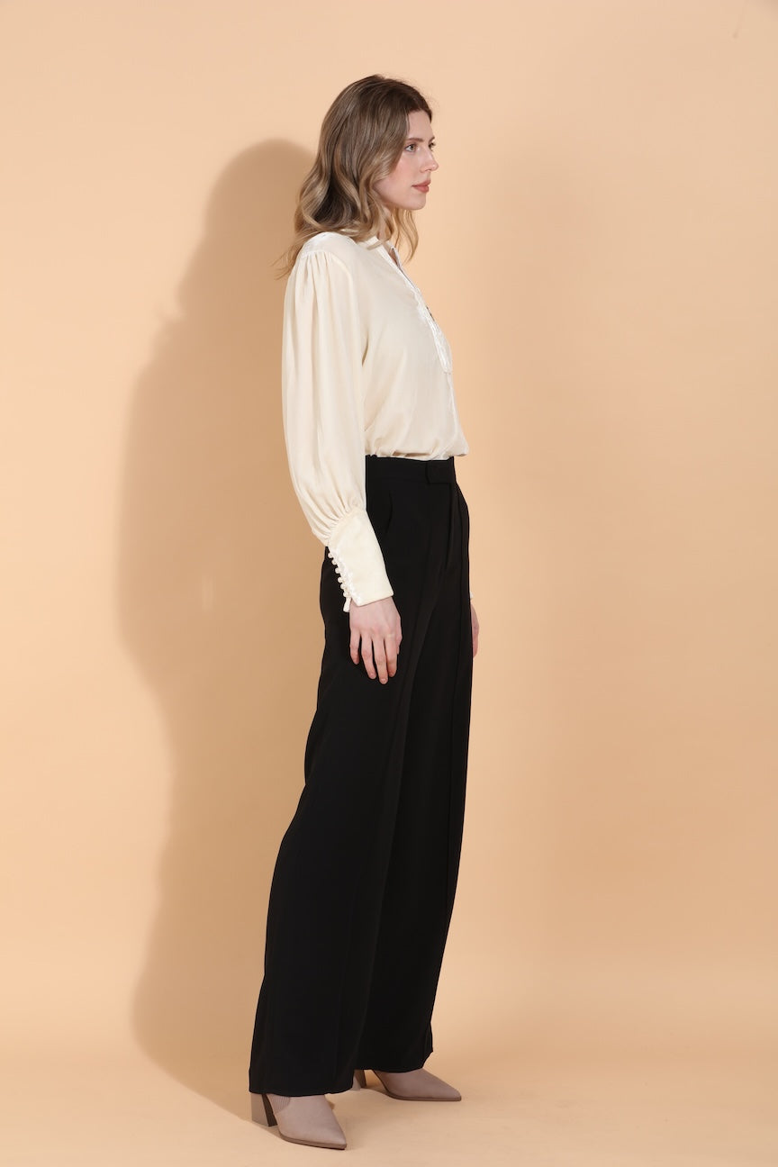 Silk Velvet Blouse with Front Zipped Opening