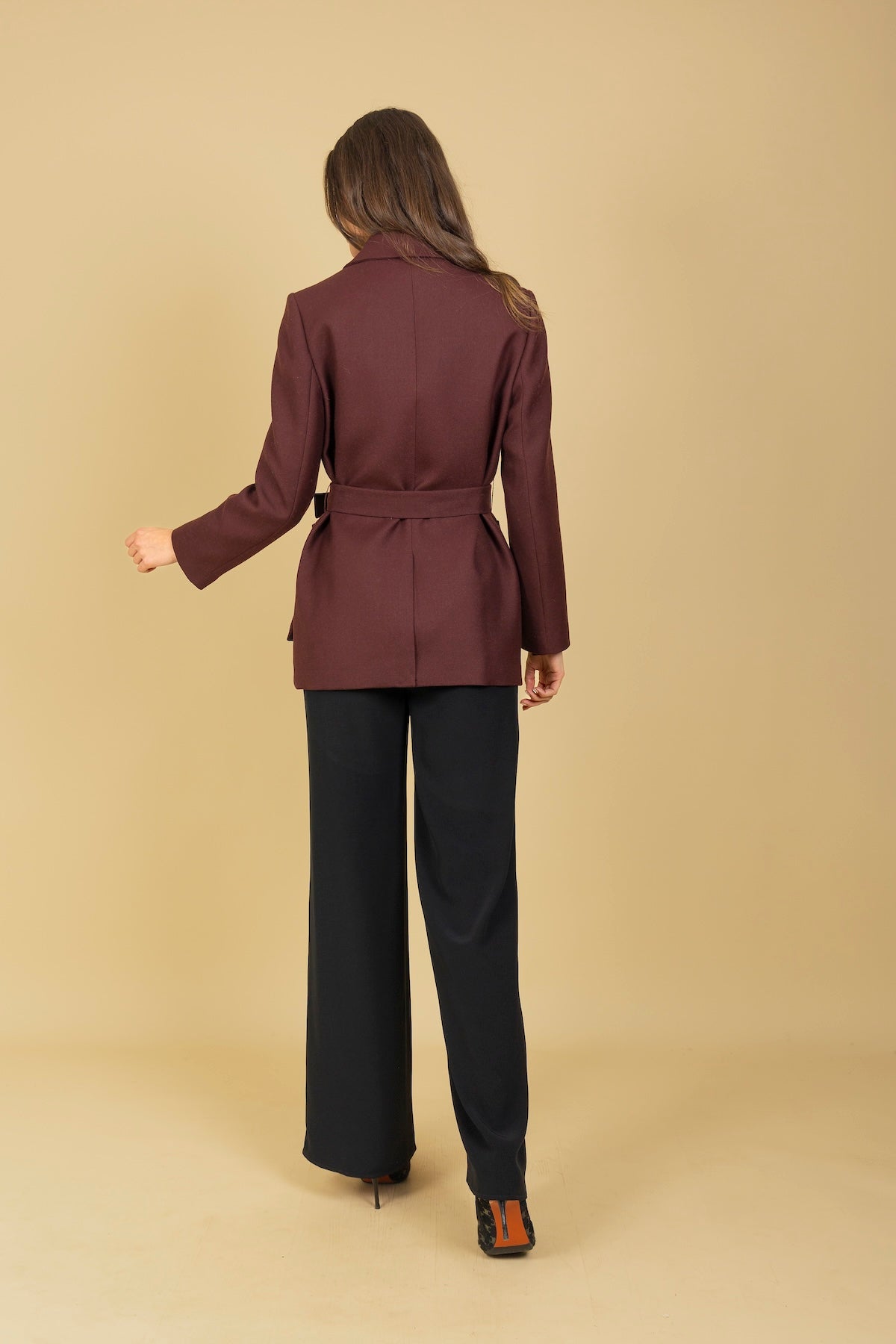 Belted Short Coat with Patch Pockets