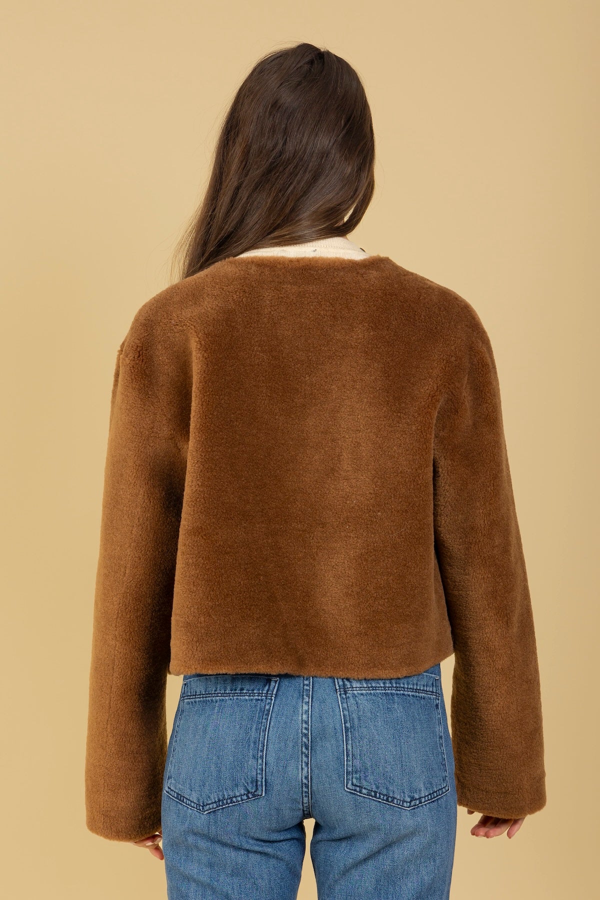 Wool Short Coat With Contrast Button