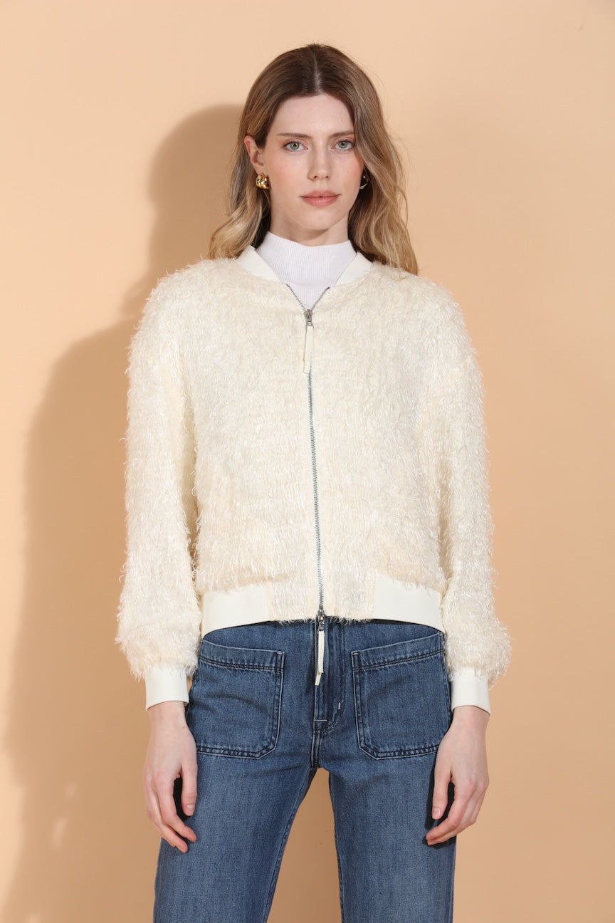 Textured Silk Bomber Jacket