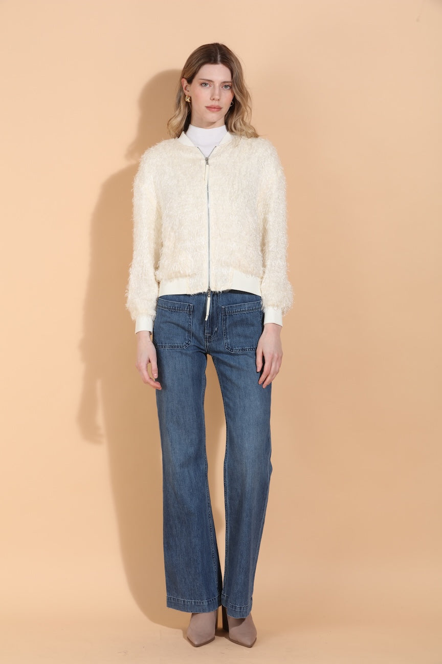 Textured Silk Bomber Jacket