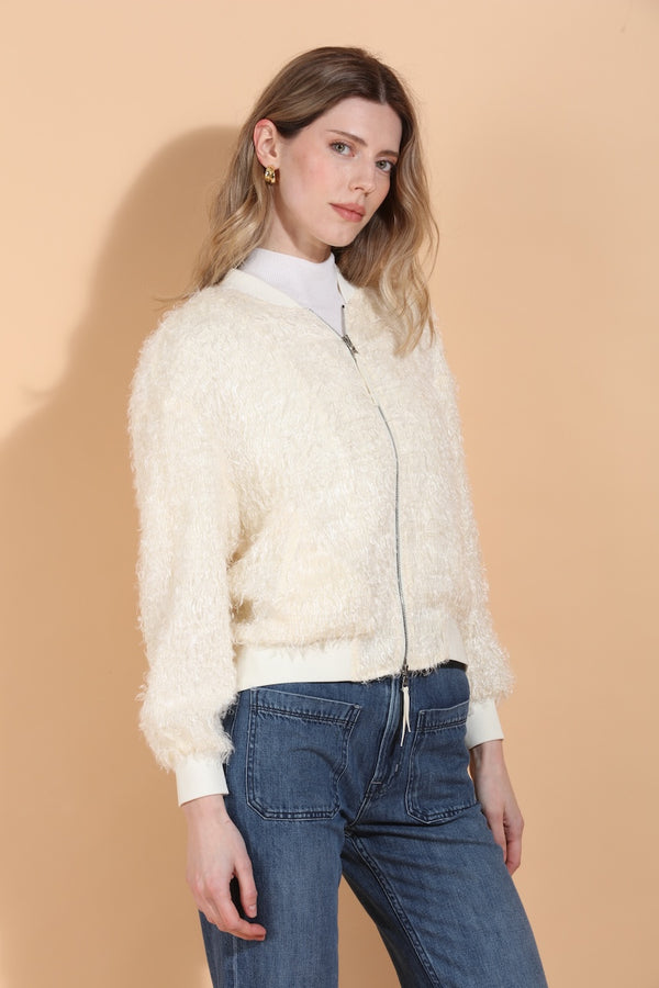 Textured Silk Bomber Jacket
