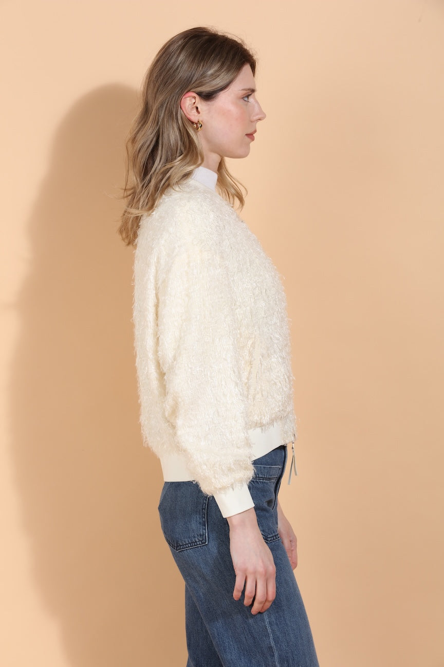 Textured Silk Bomber Jacket