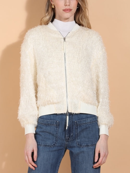 Textured Silk Bomber Jacket