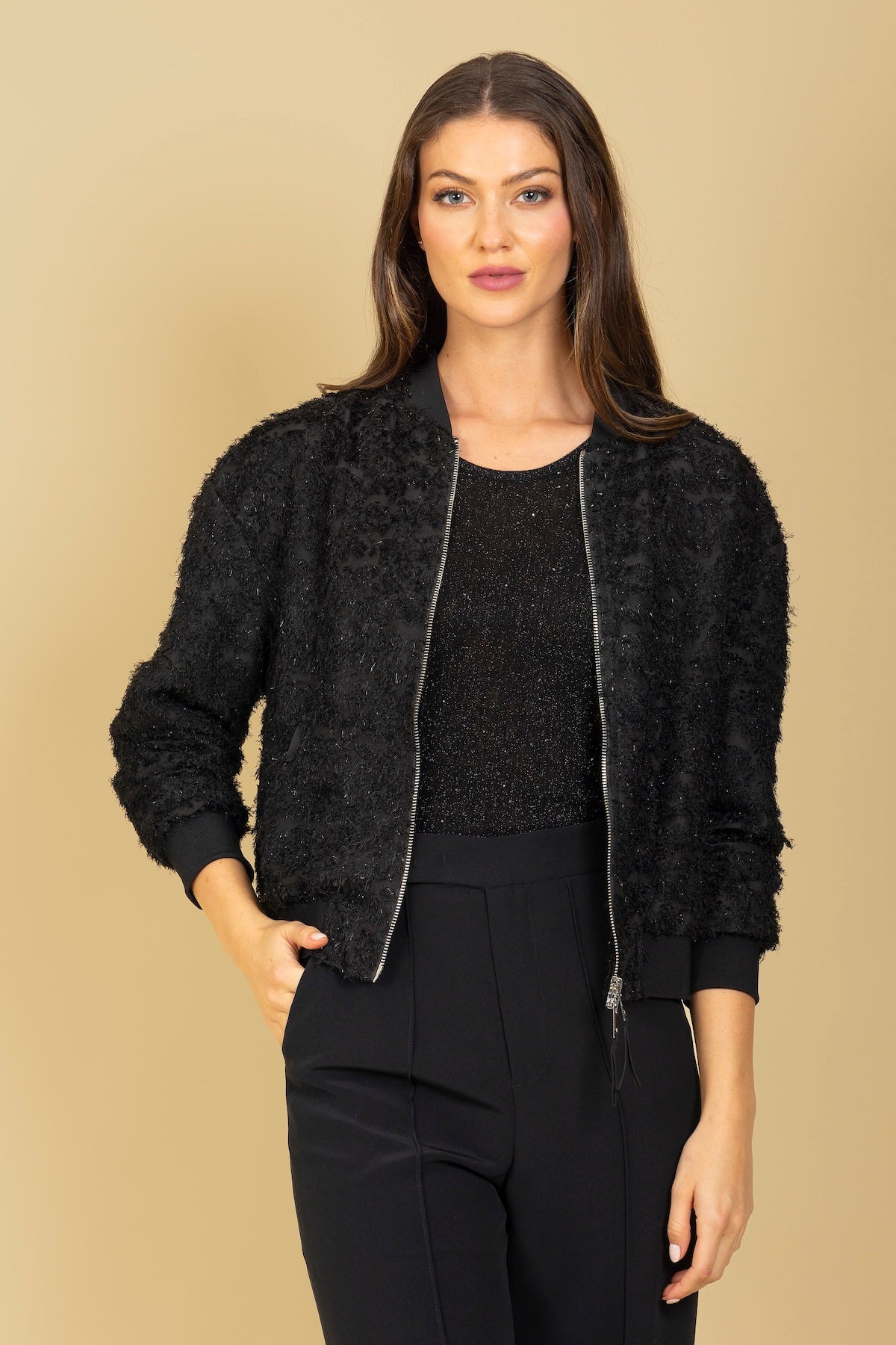 Textured Bomber Jacket