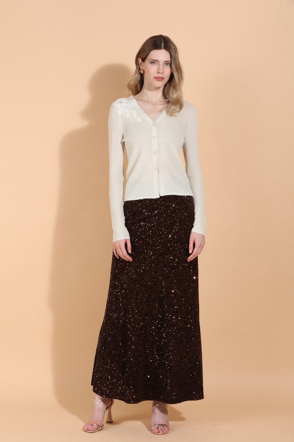 Sequined A-Line Maxi Skirt