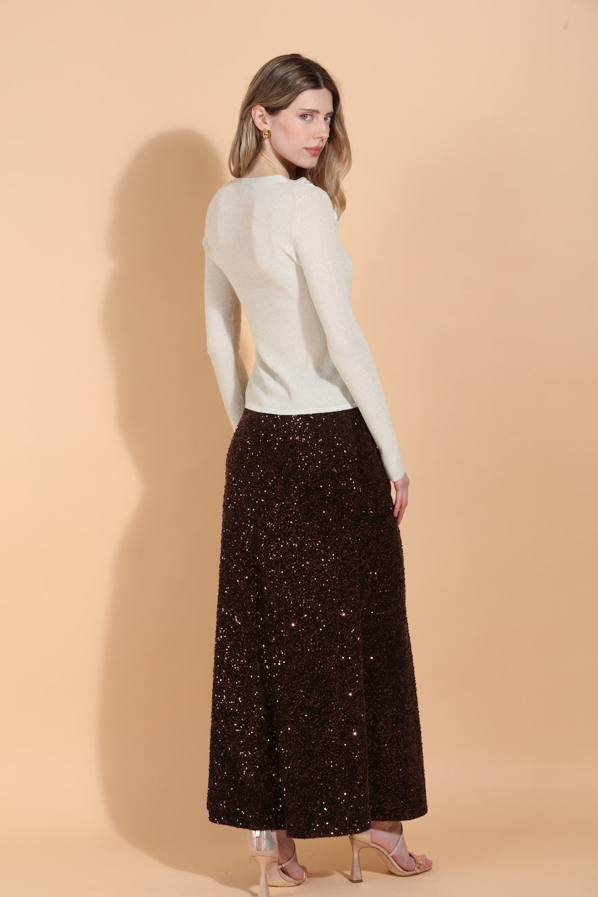 Sequined A-Line Maxi Skirt