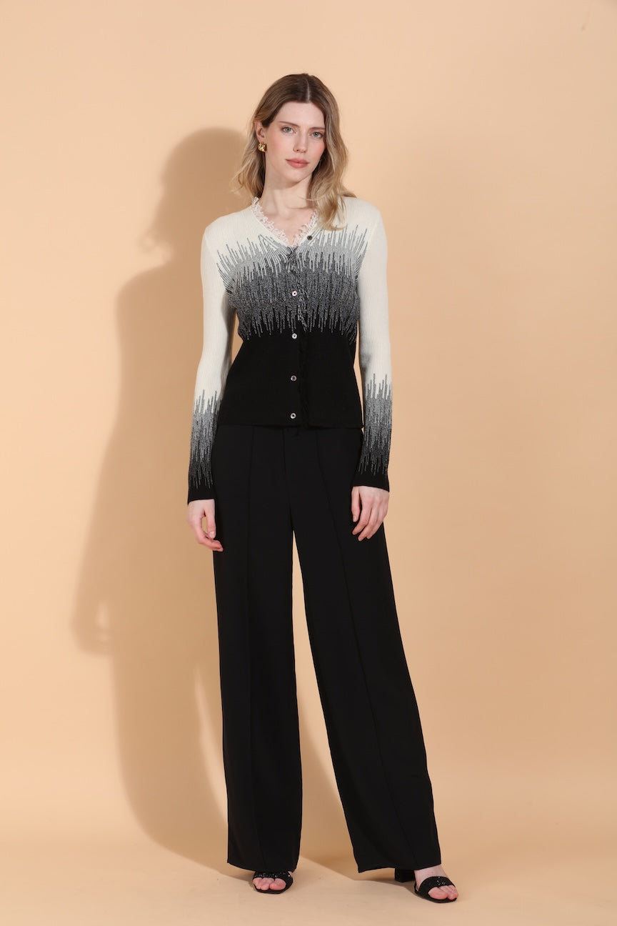 Merino Wool Blended Cardigan with Fringe